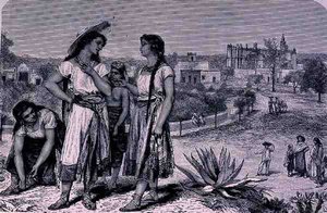Jóvenes de Tula, de Las ciudades antiguas del Nuevo Mundo, por Claude-Joseph-Desire Charnay, pub. 1887 de French School